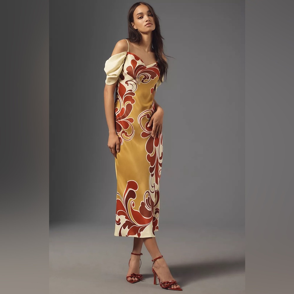 NWT Anthropologie Bl-nk Bernia Off-The-Shoulder Slip Dress Medium
